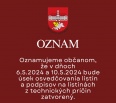 Miestny úrad Bratislava-Nové Mesto oznamuje občanom, že v dňoch 6.5.2024 a 10.5.2024 bude úsek osvedčovania listín a podpisov na listinách z technických príčin zatvore…