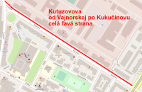 V sobotu 29. augusta maľujeme parkovacie čiary na Kutuzovovej ulici, celú ľavú stranu od Vajnorskej po Kukučínovu
