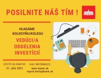 Nové Mesto hľadá vedúceho/vedúcu oddelenia investícií