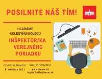 Mestská časť Bratislava-Nové Mesto hľadá záujemcov na pracovnú pozíciu inšpektor/ka verejného poriadku