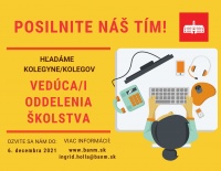 Výberové konanie na obsadenie funkcie vedúca/i oddelenia školstva