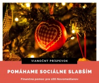 Pomáhame ľuďom v núdzi. Vianočný príspevok dostane 166 sociálne slabších Novomešťanov