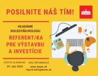 Mestská časť Bratislava-Nové Mesto hľadá záujemcov na pracovnú pozíciu referent/ka pre výstavbu a investičnú činnosť - rozpočtár
