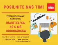 Výberové konanie na obsadenie funkcie Riaditeľ ZŠ S MŠ Odborárska 2