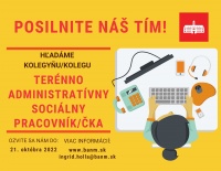 Mestská časť Bratislava-Nové Mesto hľadá záujemcov na pracovnú pozíciu Terénno-administratívny sociálny pracovník/pracovníčka