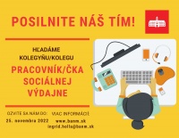 Mestská časť Bratislava-Nové Mesto hľadá záujemcov na pracovnú pozíciu Pomocný pracovník/pracovníčka Sociálnej výdajne