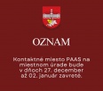 Milé Novomešťanky a Novomešťania, dovoľujeme si vám oznámiť, že počas vianočných a novoročných sviatkov bude kontaktné miesto PAAS na Miestnom úrade Bratislava-Nové Me…