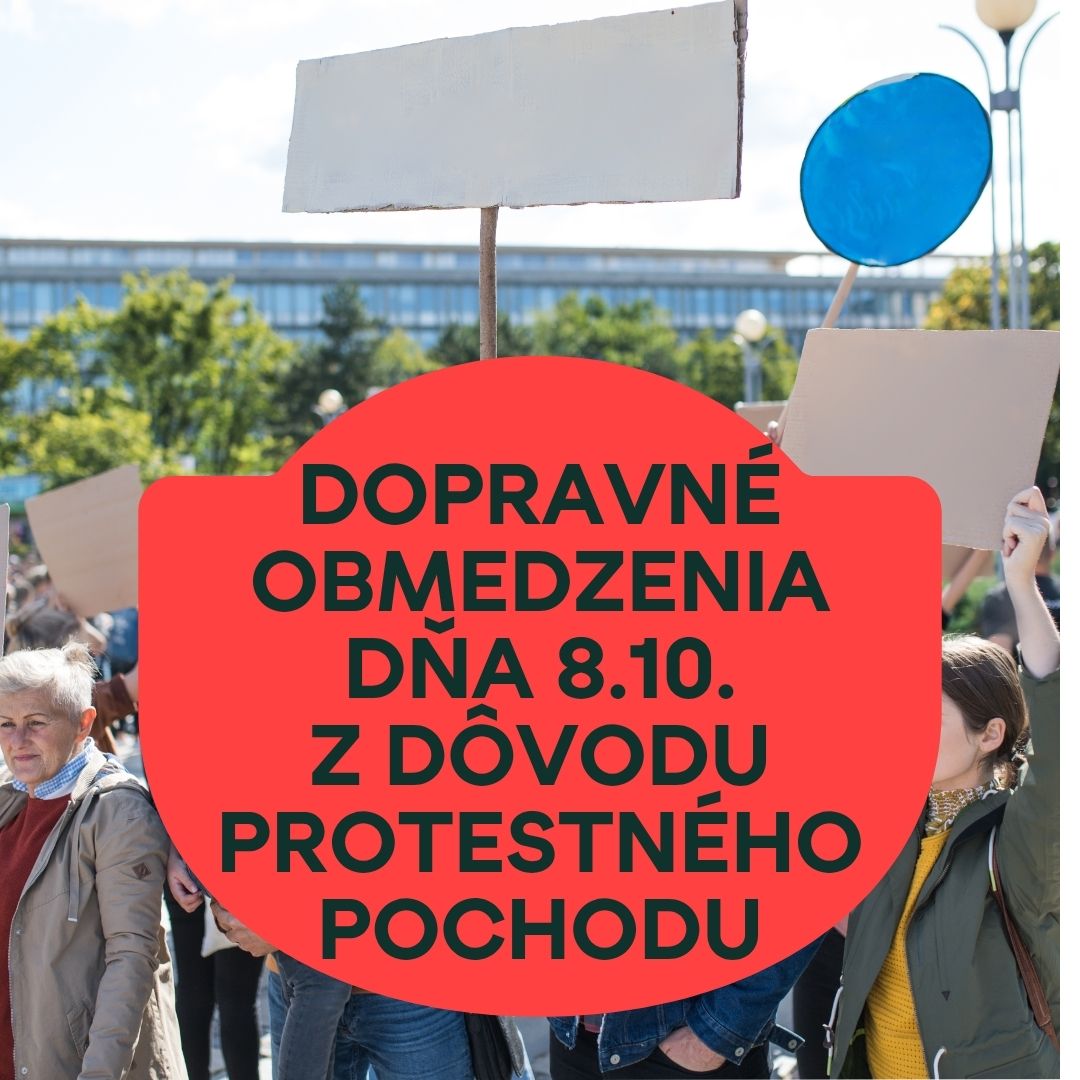 Upozorňujeme obyvateľov, že v stredu 8. októbra 2025 sa v čase od 18:00 do 20:00 uskutoční protestný pochod, ktorý prejde aj cez územie našej mestskej časti.

Pochod…